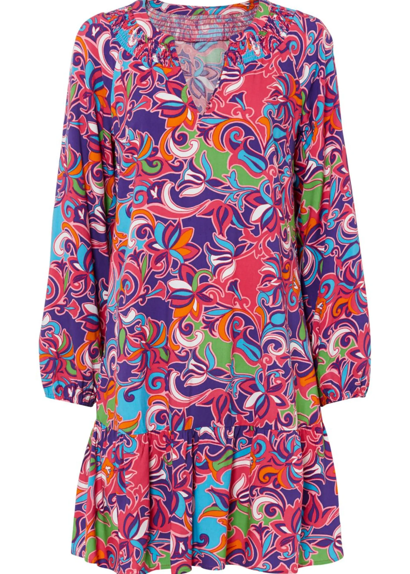 bonprix bonprix Vestidos|Novedades>Vestido tipo túnica de viscosa fluida Rosa oscuro