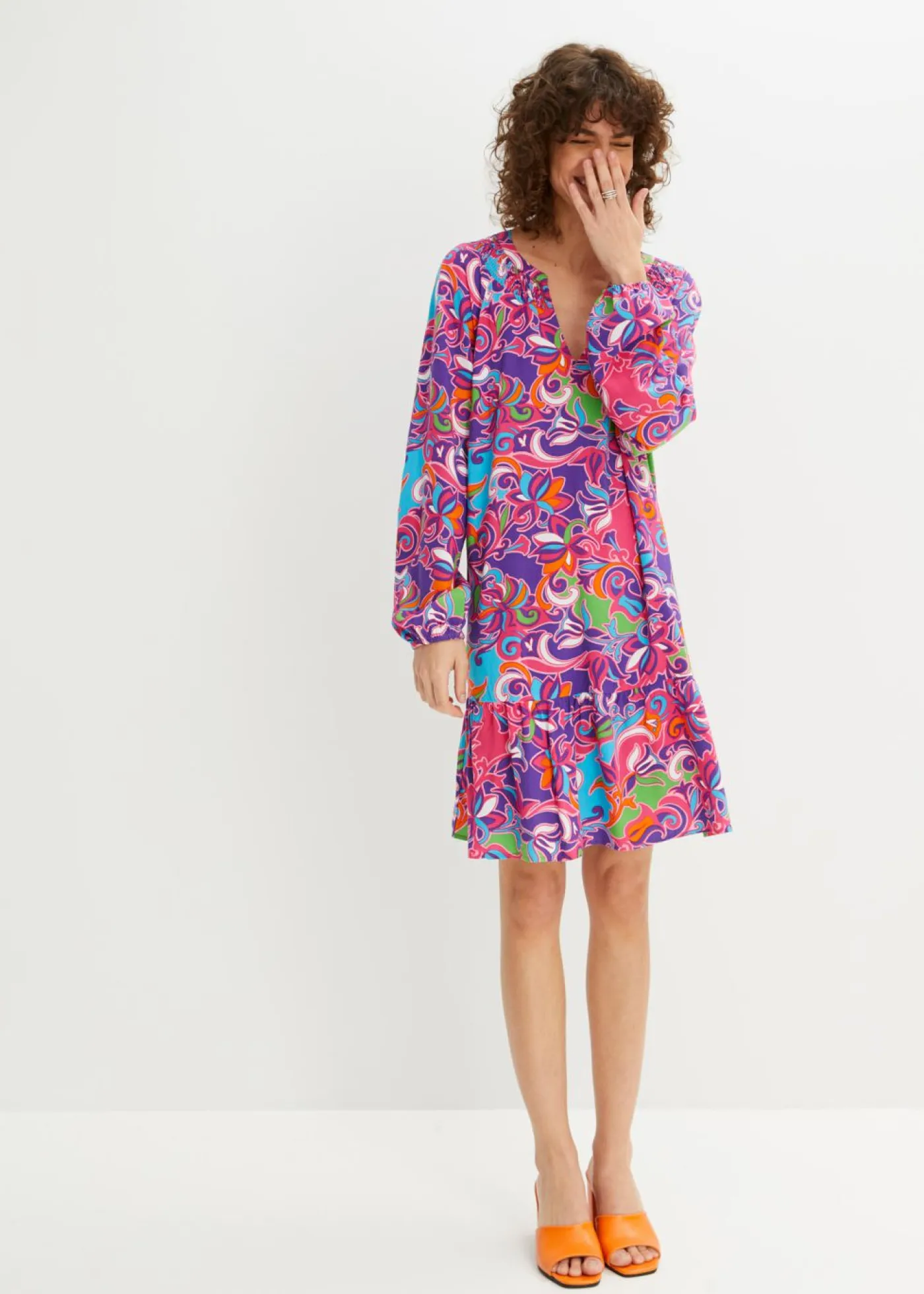 bonprix bonprix Vestidos|Novedades>Vestido tipo túnica de viscosa fluida Rosa oscuro