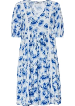 bonprix bonprix Vestidos>Vestido tipo túnica hasta la rodilla con detalles de encaje blanco/azur/azul perla