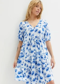 bonprix bonprix Vestidos>Vestido tipo túnica hasta la rodilla con detalles de encaje blanco/azur/azul perla