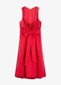 bonprix bonprix Vestidos>Vestido tirolés con terciopelo y largo midi (2 piezas) Rojo