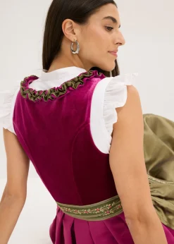 Mujer bonprix bonprix Vestido tirolés con terciopelo y largo midi (2 piezas)