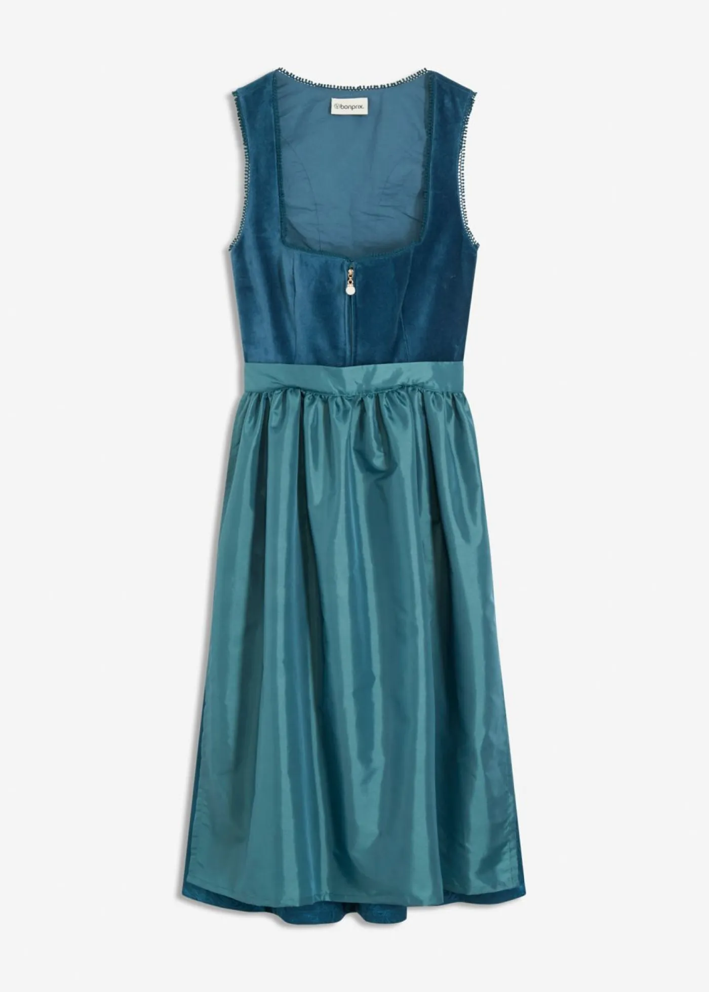 Mujer bonprix bonprix Vestido tirolés con terciopelo y largo midi (2 piezas)