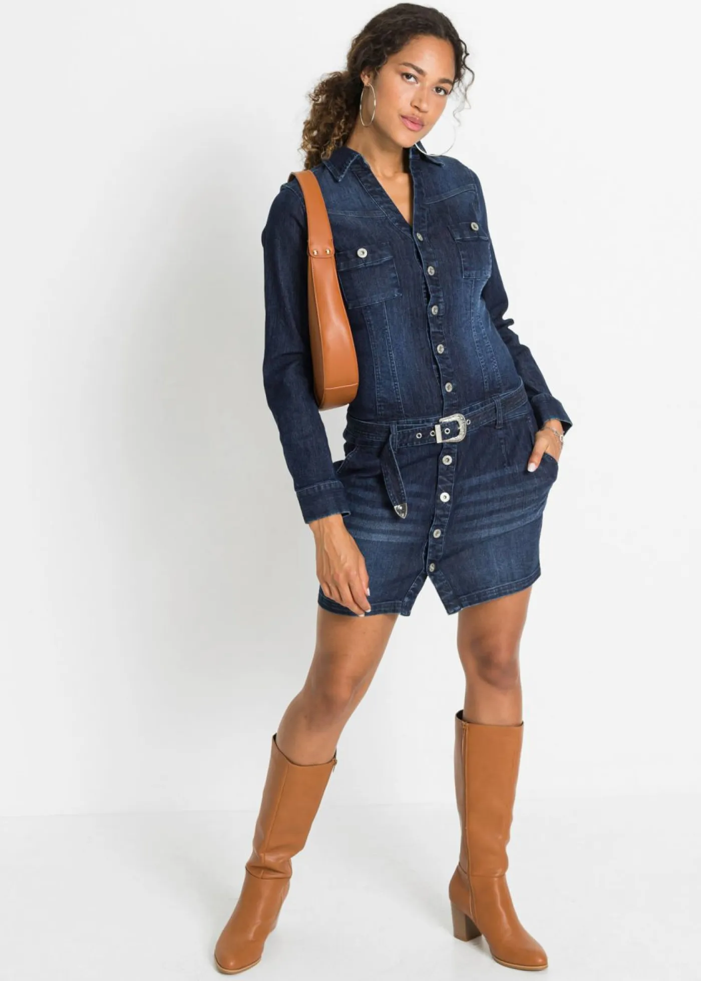 Mujer bonprix bonprix Vestido vaquero con cinturón