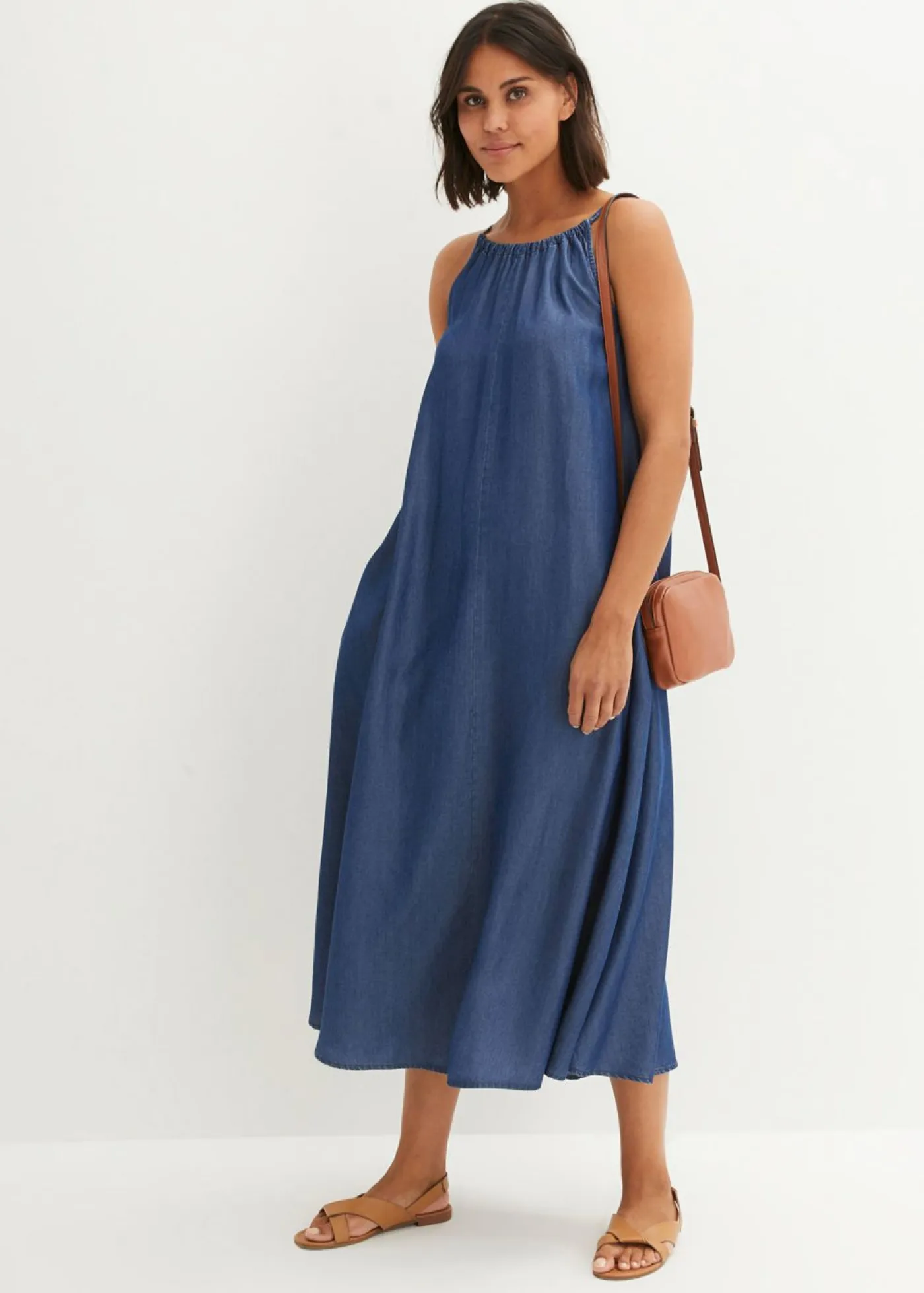 bonprix bonprix Esenciales|Vestidos>Vestido vaquero de lyocell fluido Azul piedra