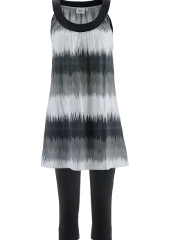 bonprix bonprix Vestidos|Pantalones>Vestido y leggings capri (2 piezas) Negro + blanco-negro