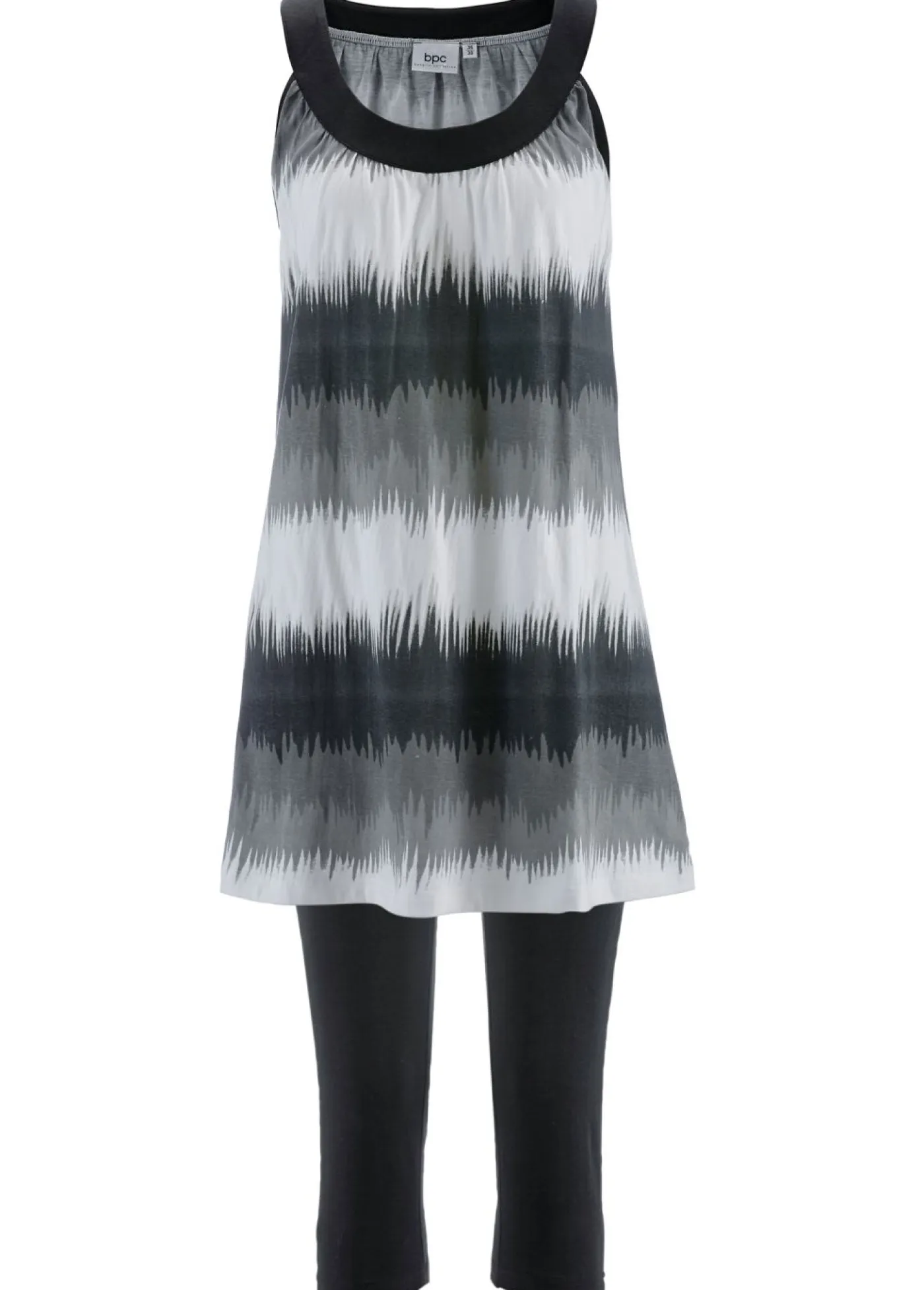 bonprix bonprix Vestidos|Pantalones>Vestido y leggings capri (2 piezas) Negro + blanco-negro