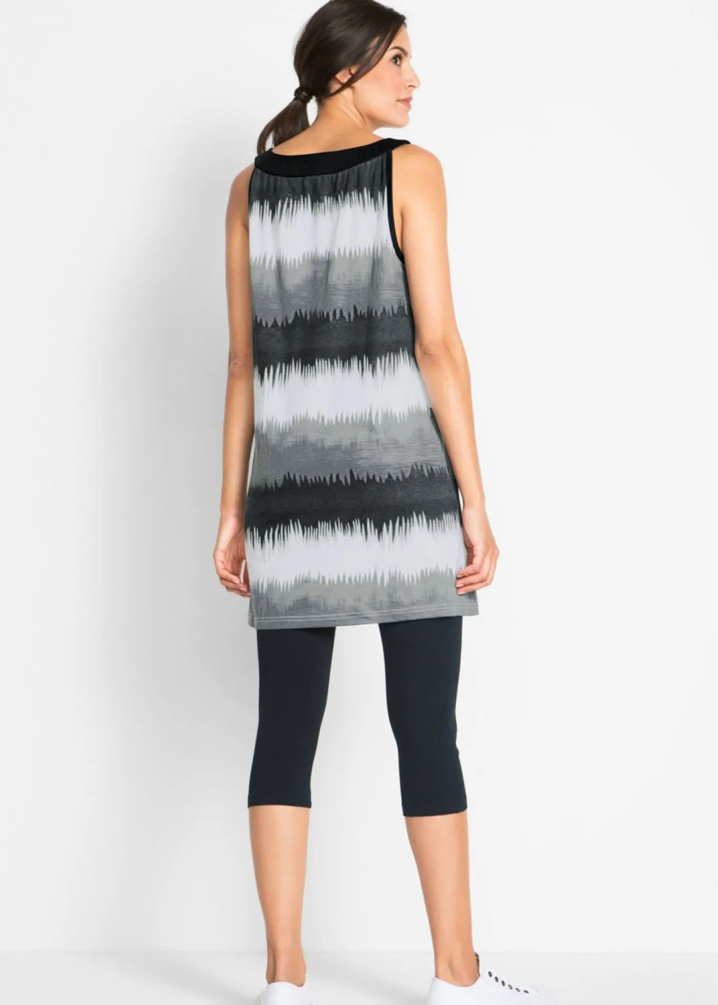 bonprix bonprix Vestidos|Pantalones>Vestido y leggings capri (2 piezas) Negro + blanco-negro