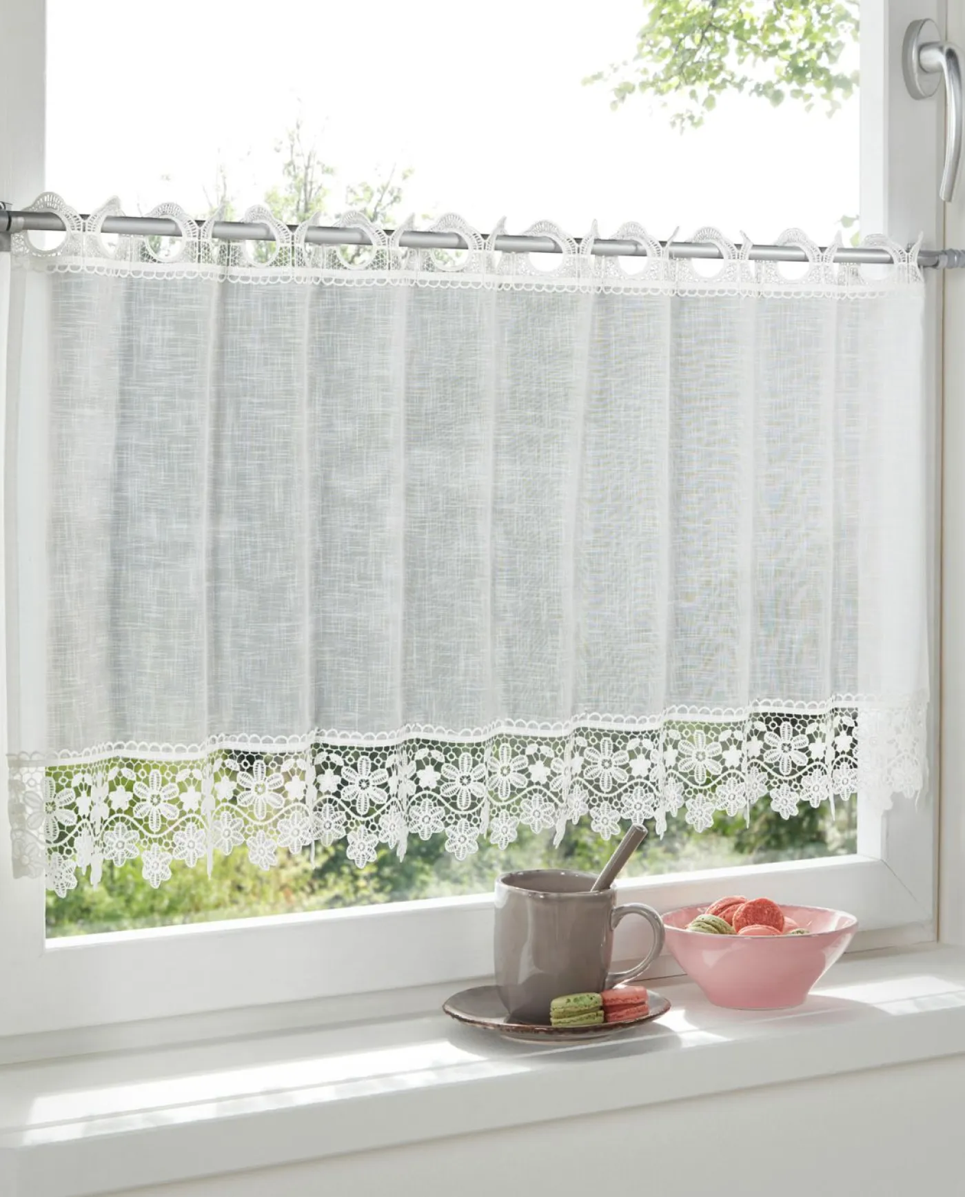 bonprix bonprix Visillo con borde de ganchillo