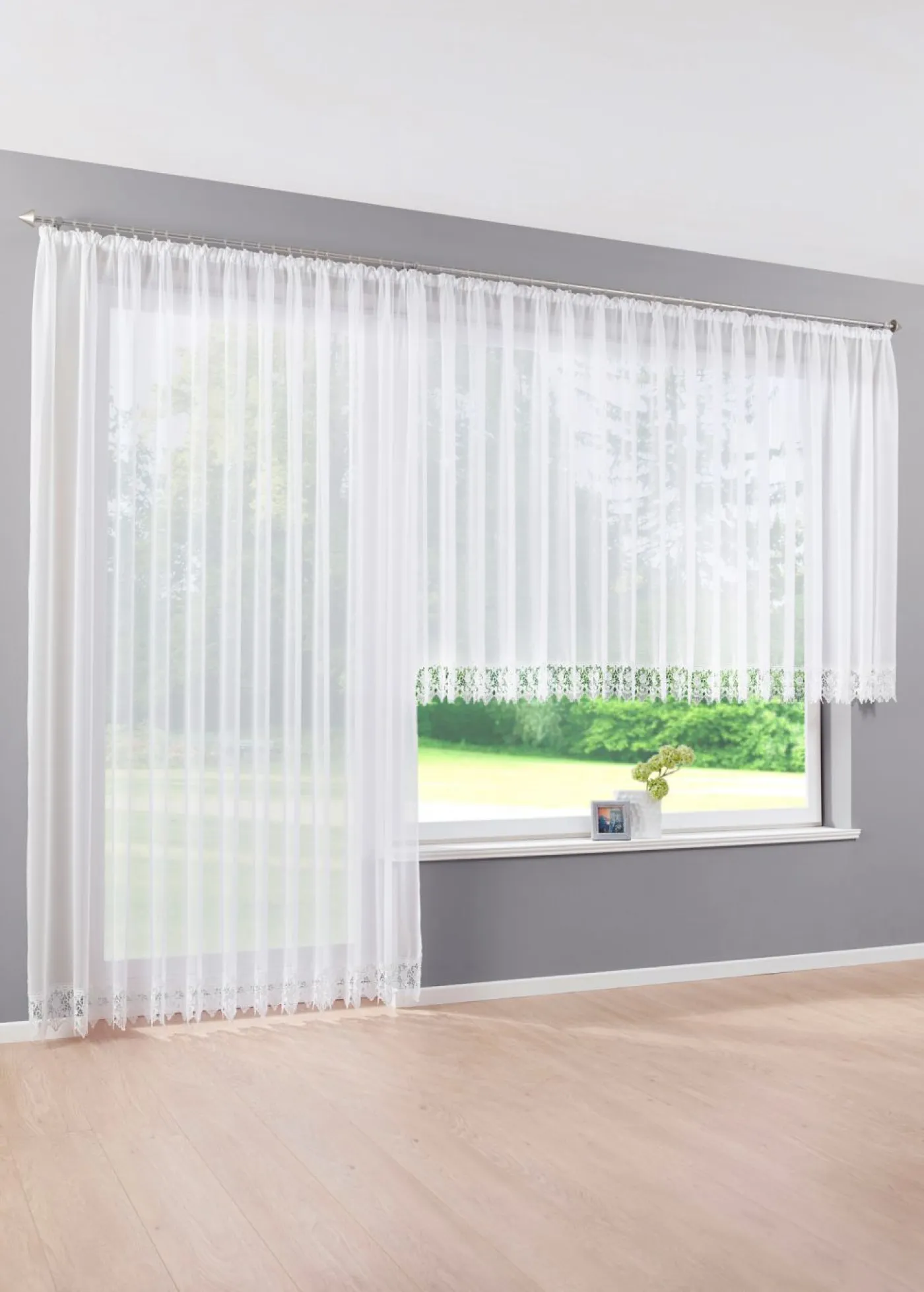 bonprix bonprix Visillo con borde de ganchillo