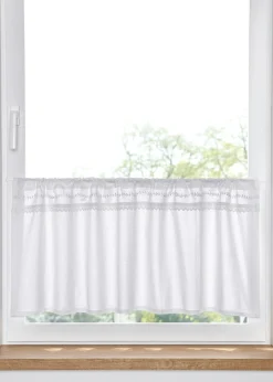 bonprix bonprix Cortinas Baratas|Visillos>Visillo de algodón orgánico con borde de encaje Blanco