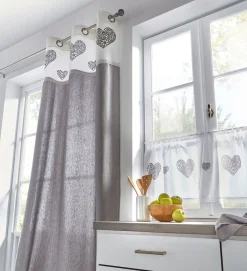 bonprix bonprix Visillo de algodón orgánico con estampado de corazones