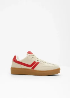 bonprix bonprix Tendencias·Zapatos Veganos|Novedades>Zapatillas con plataforma de estilo retro arena claro-rojo