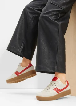 bonprix bonprix Tendencias·Zapatos Veganos|Novedades>Zapatillas con plataforma de estilo retro arena claro-rojo