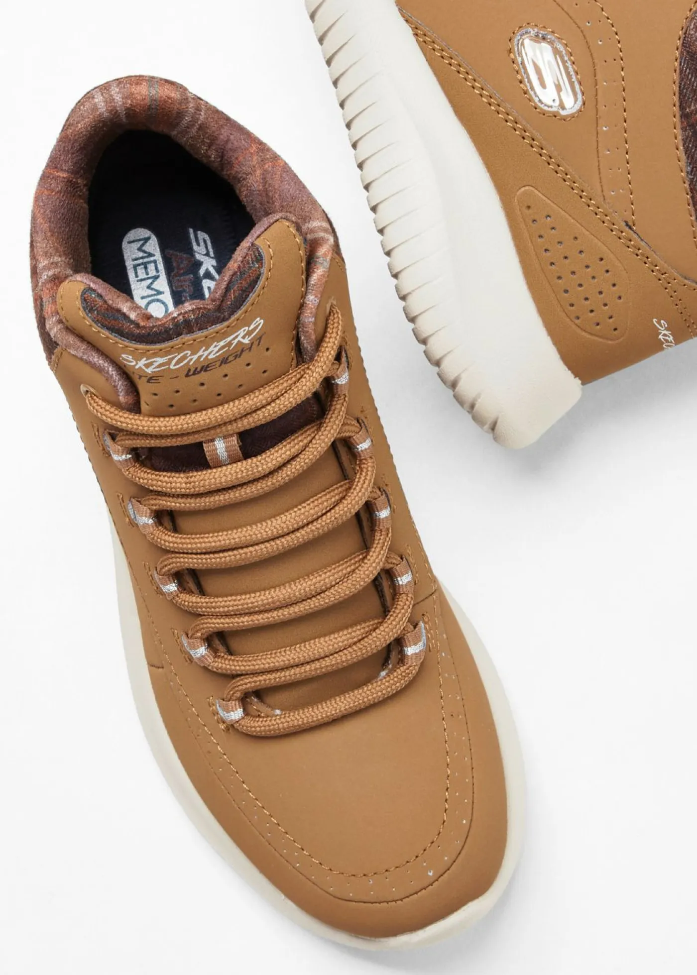 bonprix Skechers Zapatos De Marca·Skechers|Zapatillas>Zapatillas deportivas de caña alta de Skechers con espuma viscoelástica Camel