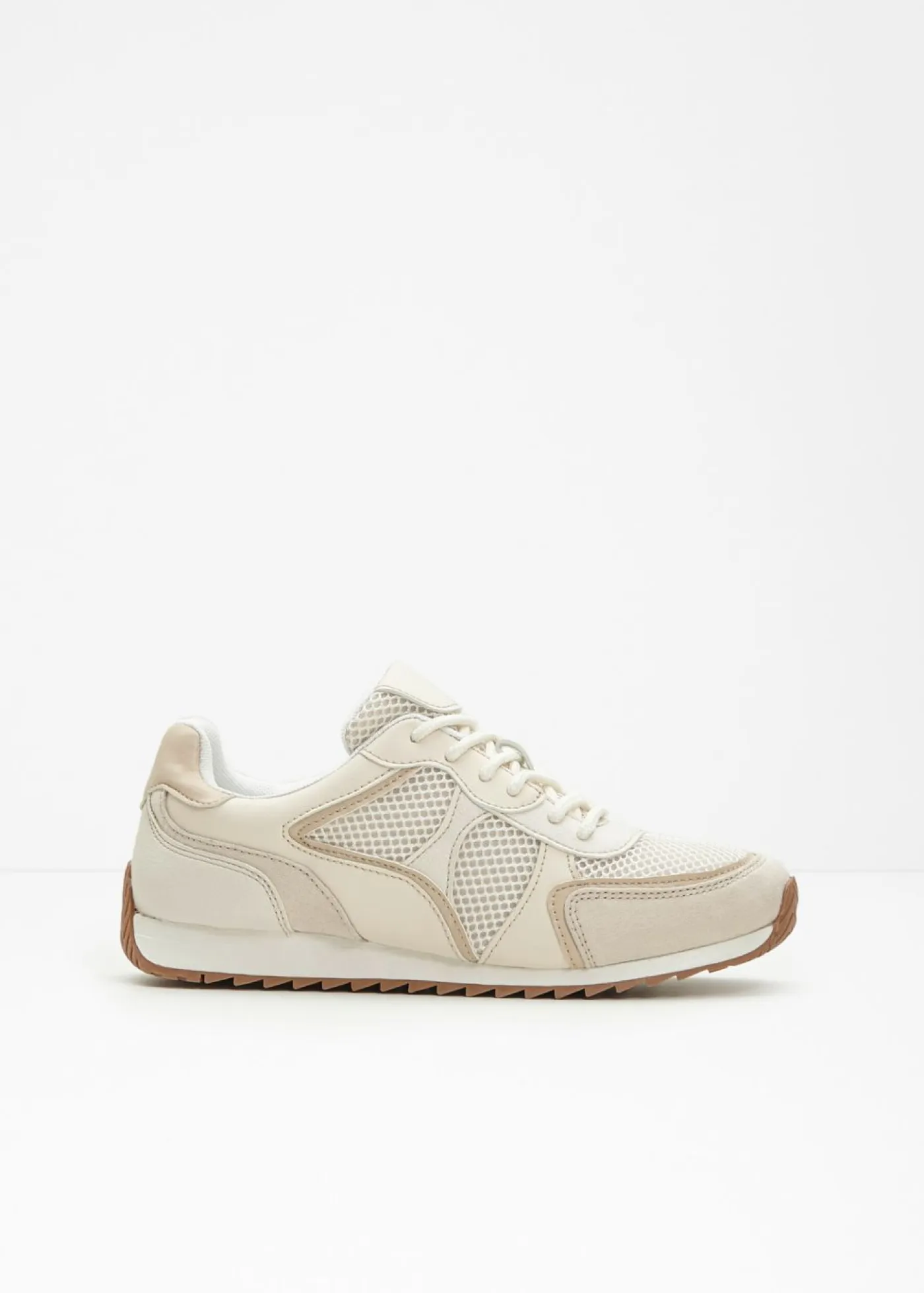 bonprix bonprix Novedades|Zapatillas>Zapatillas deportivas tipo chunky con inserto de malla Blanco perla-beige