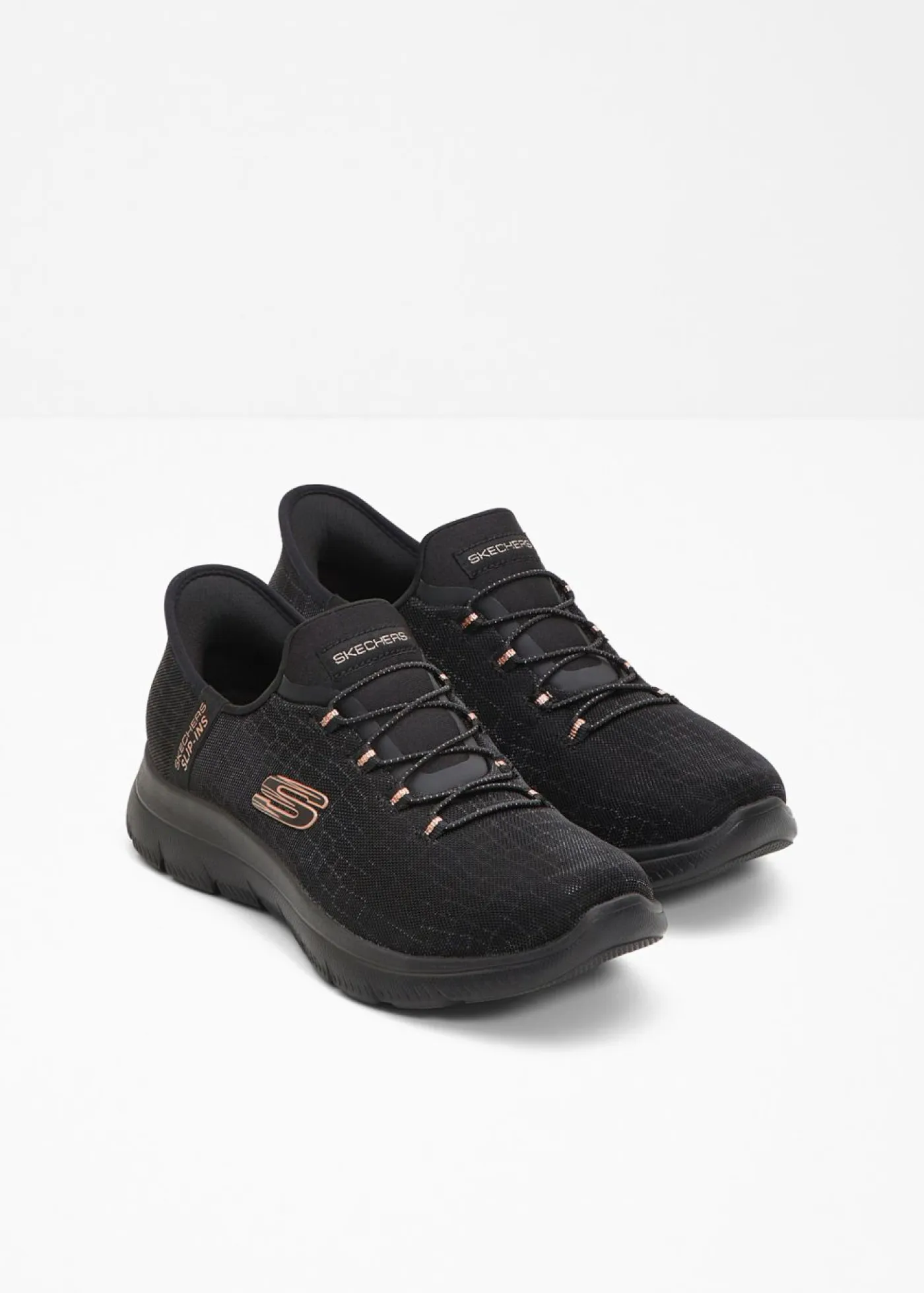 bonprix Skechers Zapatos De Marca·Skechers|Zapatos Cómodos>Zapatillas sin cordones de Skechers con espuma viscoelástica Negro-oro